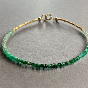 EMERALD BRACELET 14K Gold filled, green gemstone bracelet, special Gift for her, Gold filled, goldplated Silver, Vermeil, Boho Summer image 1