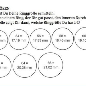 Puede incluir: Un gr&aacute;fico que muestra los tama&ntilde;os de los anillos en mil&iacute;metros. El gr&aacute;fico incluye las tallas 52, 54, 56, 58, 60, 62, 64 y 66.
