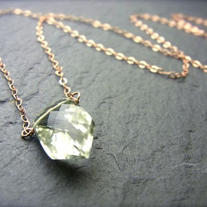 PRASIOLITE NECKLACE PENTAGON Shape, gift for girlfriend, green Gemstone necklace, Christmas gift for her, Green Amethyst Necklace image 2