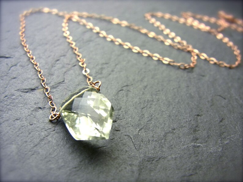 PRASIOLITE NECKLACE PENTAGON Shape, gift for girlfriend, green Gemstone necklace, Christmas gift for her, Green Amethyst Necklace image 2