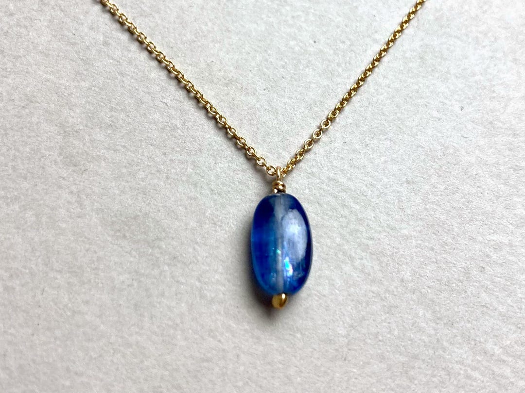 Kaya♡14kgf 14k Blueberry Azurite and Kyanite Pendant — The Jewel