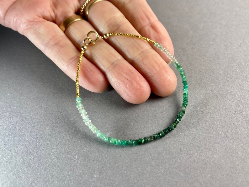 EMERALD BRACELET 14K Gold filled, green gemstone bracelet, special Gift for her, Gold filled, goldplated Silver, Vermeil, Boho Summer image 6