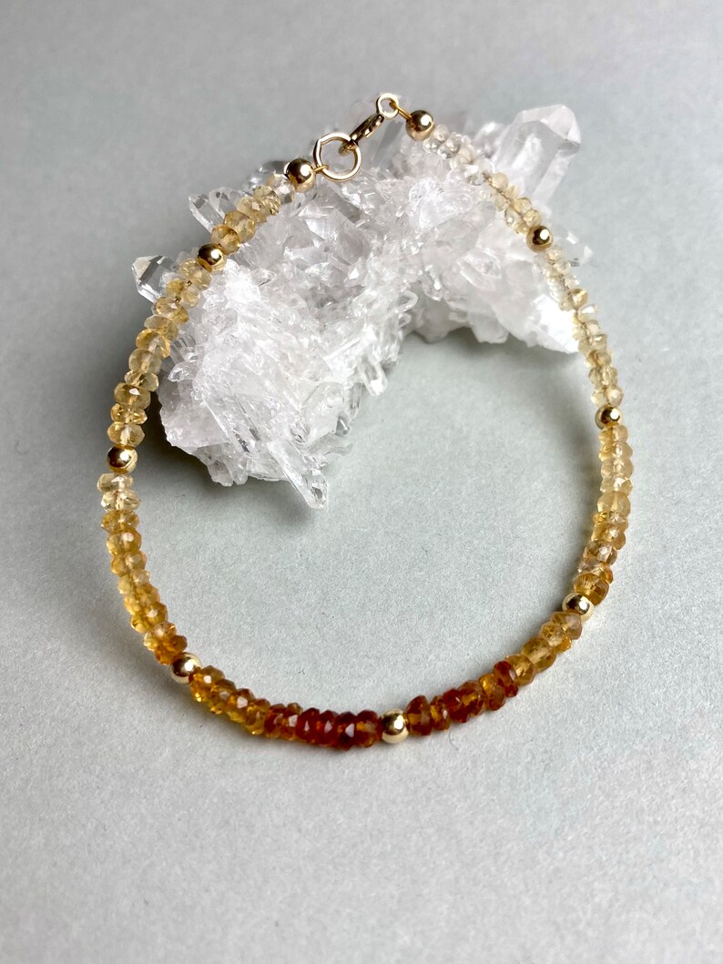 CITRINE BRACELET GOLD filled, real gemstone bracelet, delicate bracelet for her, romantic Gift for her, Christmas present, yellow gemstone image 4