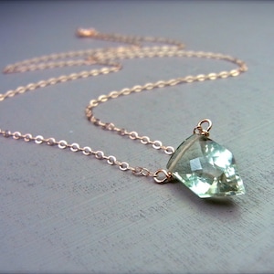 PRASIOLITE NECKLACE PENTAGON Shape, gift for girlfriend, green Gemstone necklace, Christmas gift for her, Green Amethyst Necklace