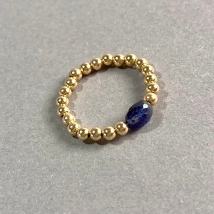 STACKING RING SAPPHIRE, 14K Gold filled Ring, blue Sapphire, beaded ring, Boho Summer Ring, Gift for her, genuine Gemstone Ring handmade image 4