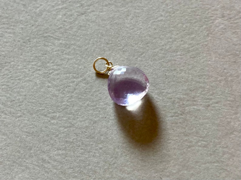 PENDENTIF QUARTZ LAVANDE 14KARAT, pendentif en pierre précieuse 585 violet délicat, bijoux en or 14K, cadeau pour elle, vraie pierre précieuse à facettes image 5