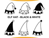 Items Similar To Elf Hat Clipart Black And White Color Christmas
