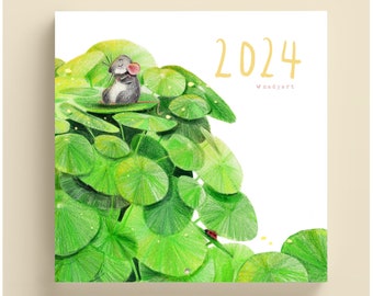 2024 Animal Art Calendar • Cute Whimsical Illustrated Animal Art Calendar