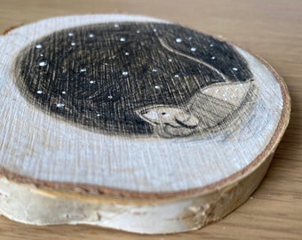 Moon Ponderings - Pencil & Gouache on wood