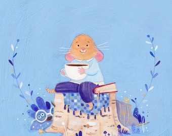 A Cozy Friend • medium art print