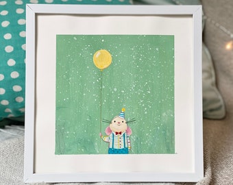 A festive Day - Framed Hand painted Original Gouache Painting