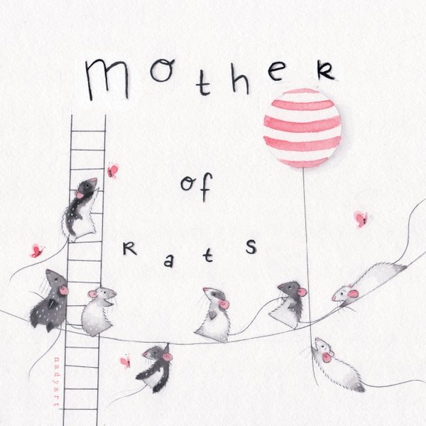 A9: Mother of Rats • A whimsical keepsake art print for rat lovers by nadyart
