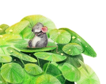 B36: Embrace - Self Love Art Print - Cute Mouse / Rat hugging themself.
