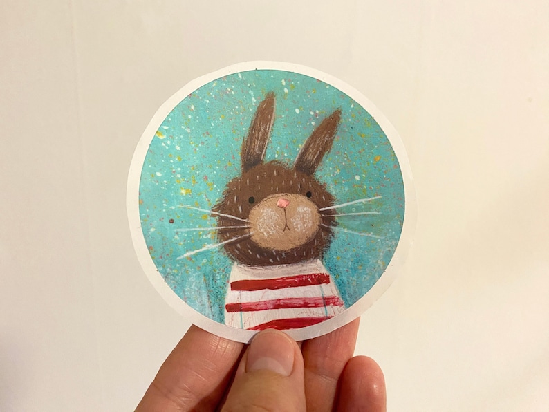 Bunny Sticker Large Cute Round Vinyl Sticker image 2