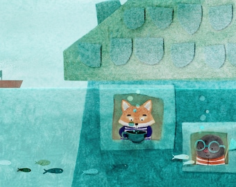 B21: Fox and Mole on vacation - Art print