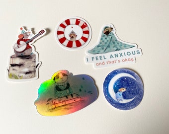 The Cute Sticker set - 5 vinyl Waterproof stickers