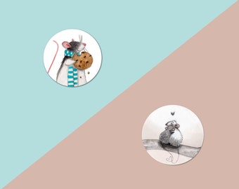 Pre-order: Cute Rat Pins - Acrylic pins with rubber clutch