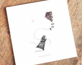 Set of 4 Cute Rat Pencil Prints Set