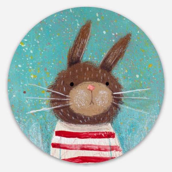 Bunny Sticker • Large Cute Round Vinyl Sticker