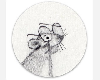 Glasses Sticker • Cute Round Vinyl Rat sticker / Mouse sticker