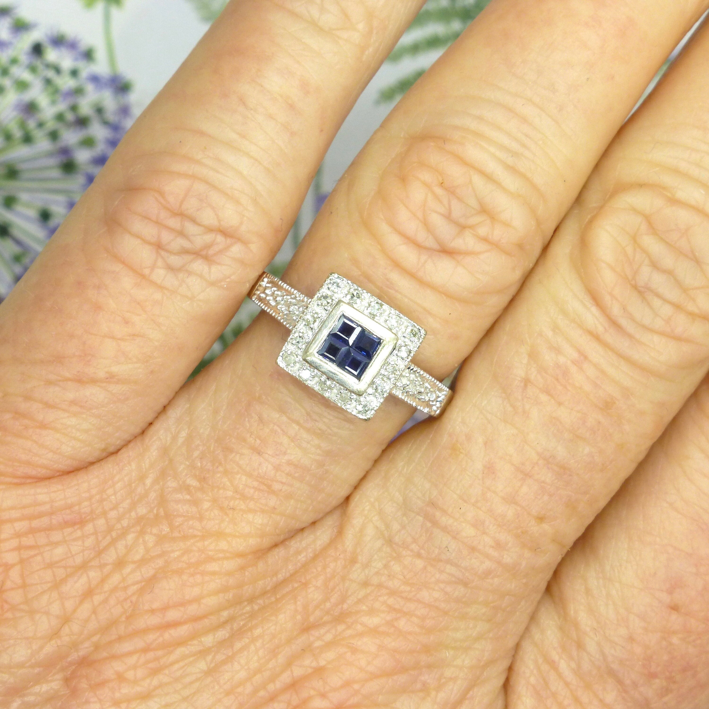 Square white hotsell sapphire ring