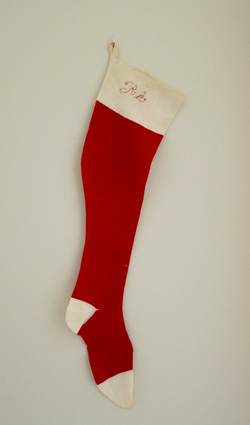cream knitted christmas stocking