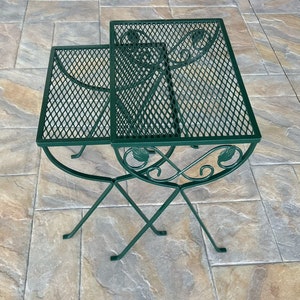 SET of 2 Antique Vintage Mid Century Nesting Patio Garden Wrought Iron End Table