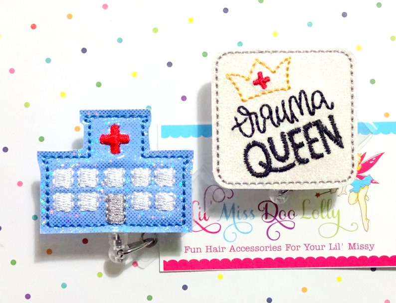Set of 1 Medical Badge Reel ID Badge,Trauma Queen Badge Reel Nurse Badge Reel Nursing ID Badge Reel Glitter Badge Reel