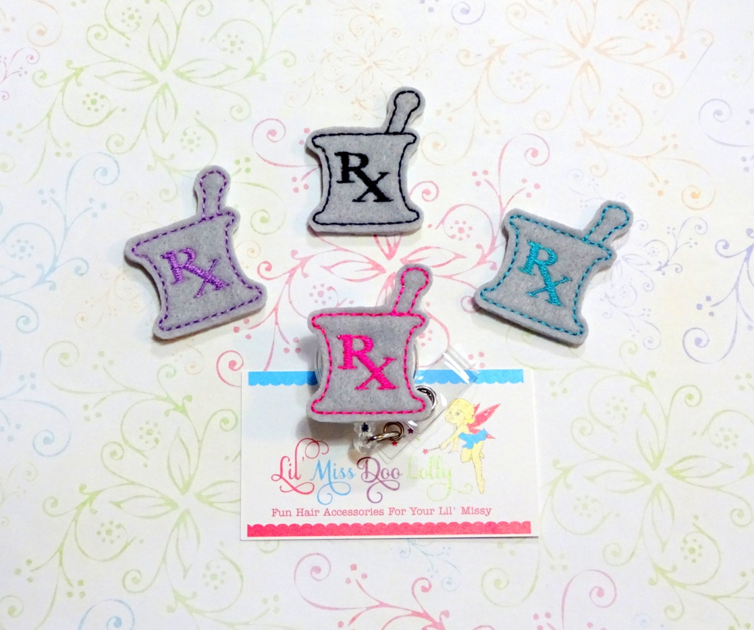 Pharmacy Badge Reel Pharmacy ID Badge RX Mortar &