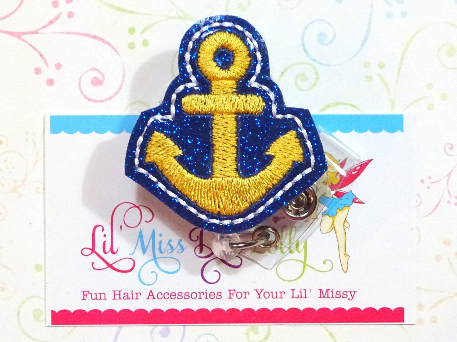 Anchor ID Badge Reel Glitter ID Badge Reel Anchor Badge Etsy