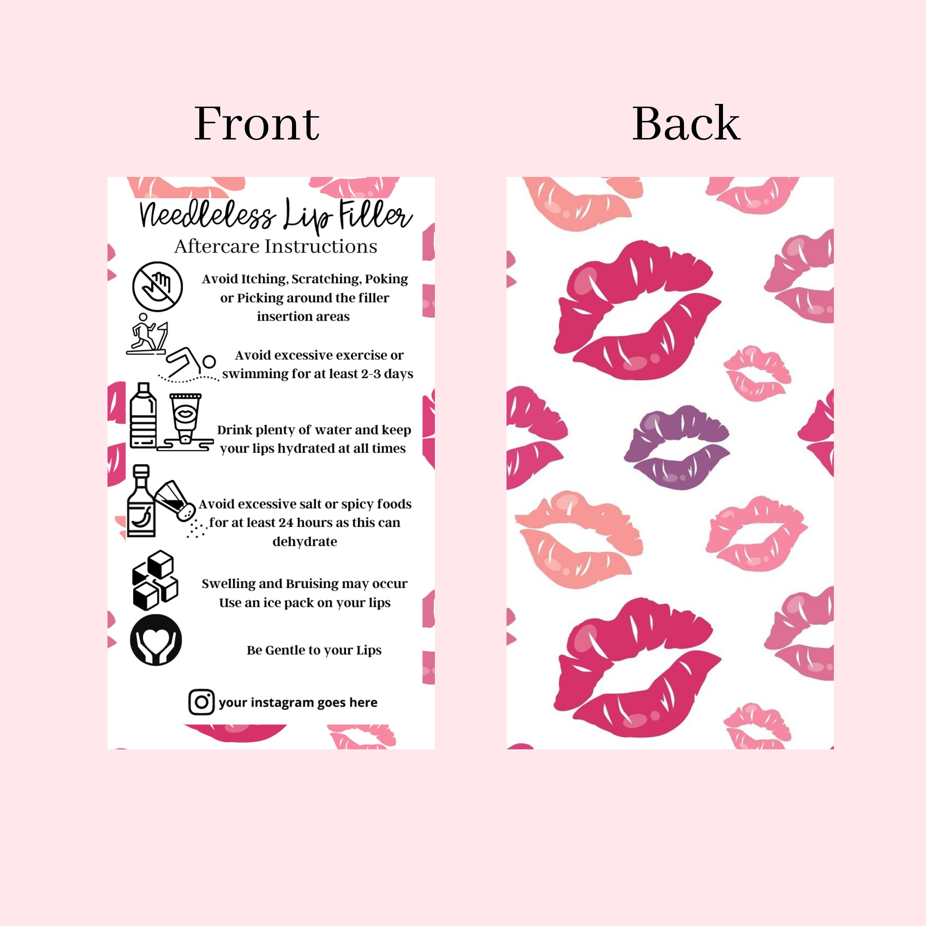 Lip Filler Aftercare Card With Your Instagram Info Etsy UK