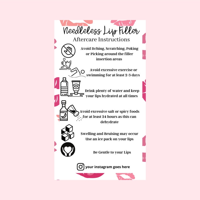Lip Filler Aftercare Card with your Instagram info | Etsy
