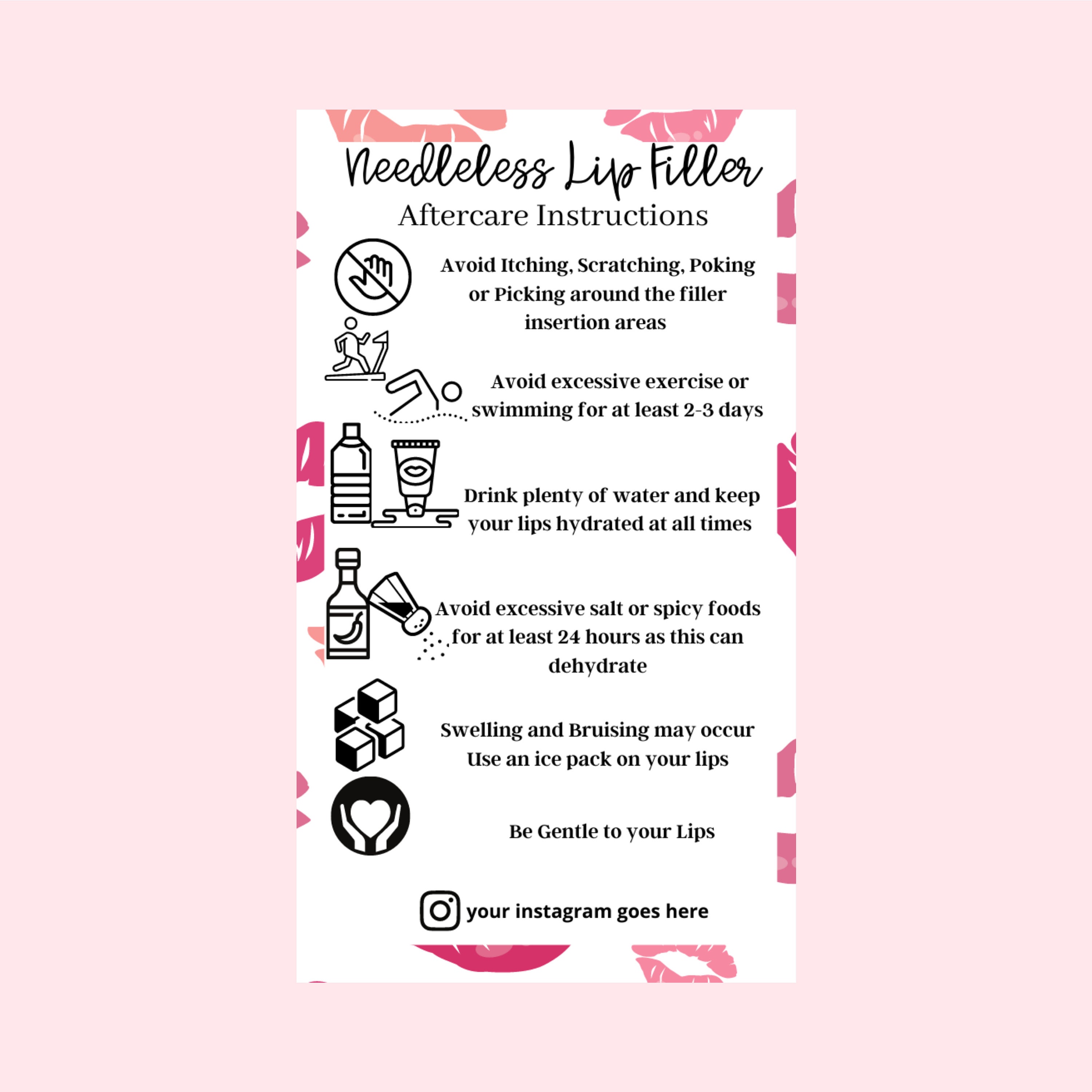 Lip Filler Aftercare Card With Your Instagram Info Etsy UK