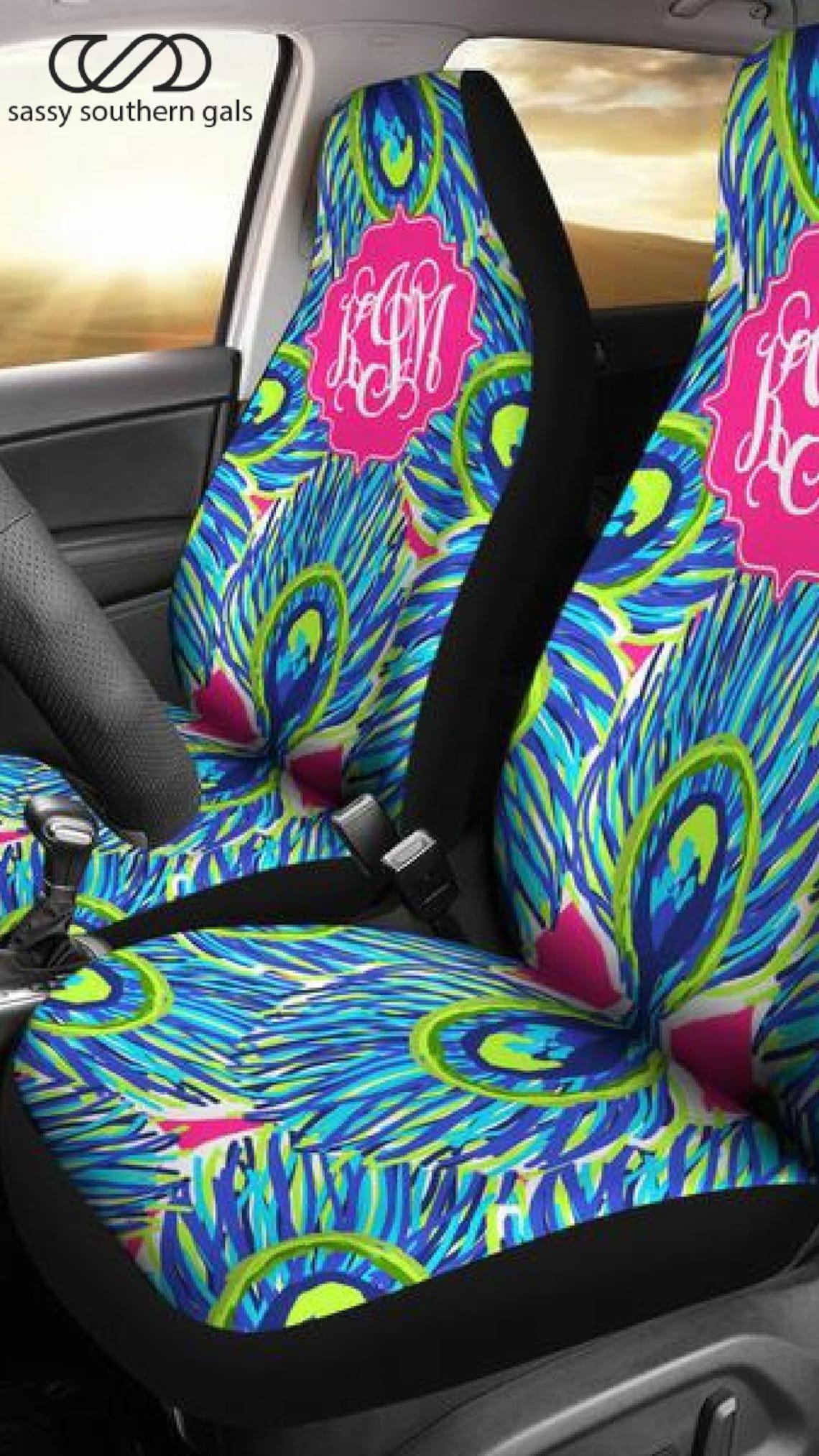 Monogram Seat Covers for Car Peacock Seat Cover for Car Etsy