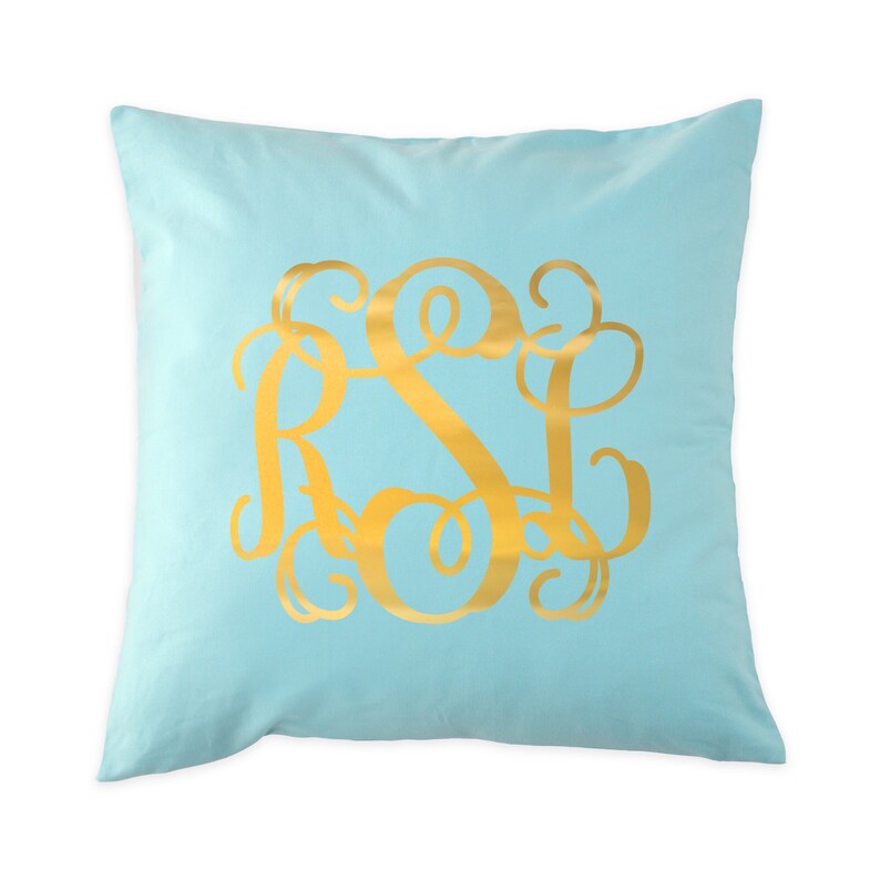Monogrammed Pillow Cover Gold Foil Monogram Pillow Etsy