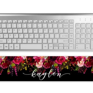 Desk Accessory for Women | Personalized Computer Keyboard Wrist Pad | Bright Floral Print | Office Accesory