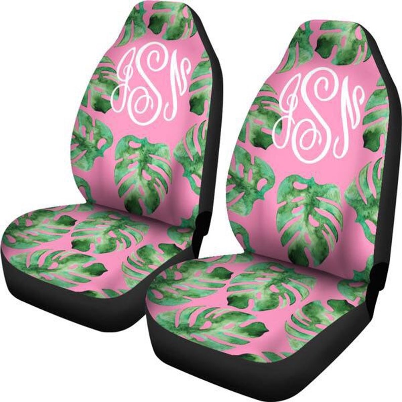 Monogram Seat Covers For Car Personalized Cover Tropical Palm Leaf Monogrammed Accessories