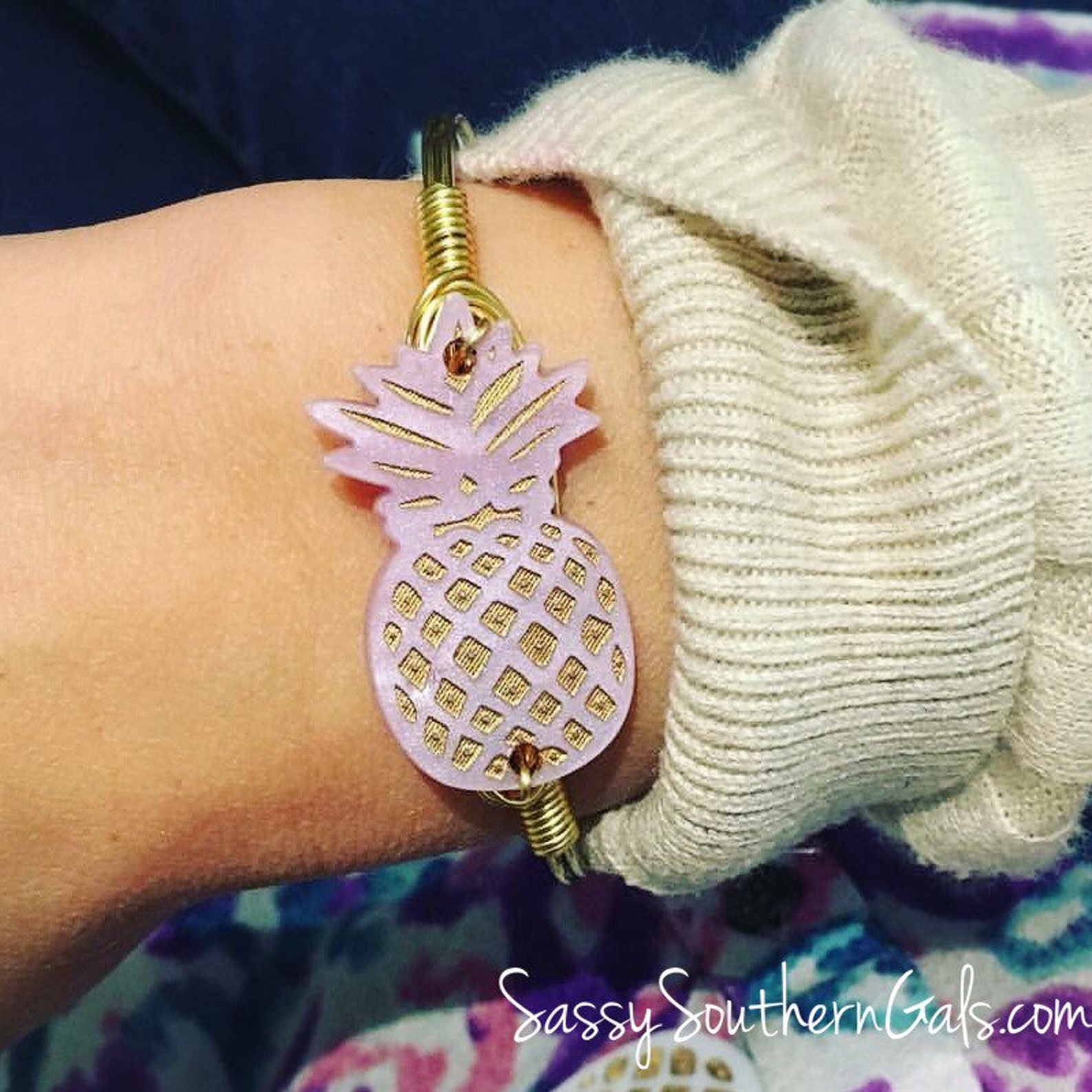 Pineapple Bracelet Custom Colors Pineapple Jewelry Gift Etsy
