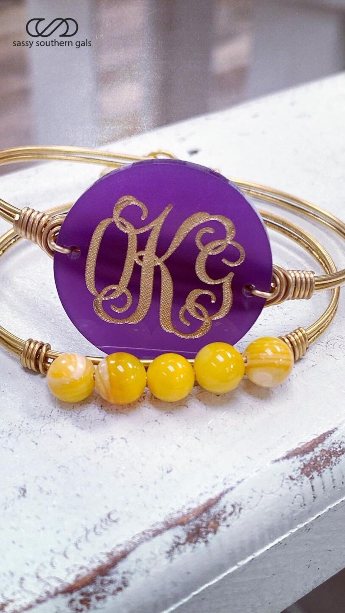 Custom Monogram Bracelet Choose Color Monogram Bracelet Etsy