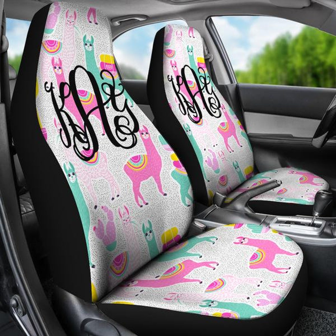 Monogram Seat Covers for Car Preppy Llama Seat Cover for Etsy