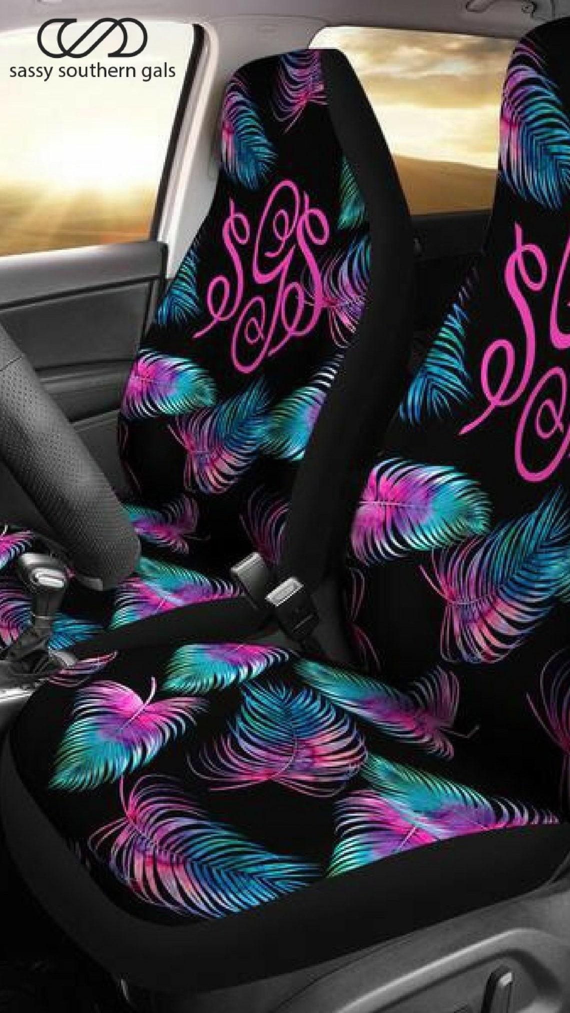 Monogram Seat Covers For Car Personalized Seat Cover Etsy