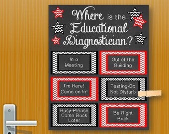 Where is the Educational Diagnostician Office Door Sign, Red Black Printable Gifts