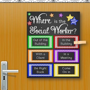 Where is the Social Worker Office Door Sign, School Social Work Gift Poster, NOT EDITABLE Appreciation Gift
