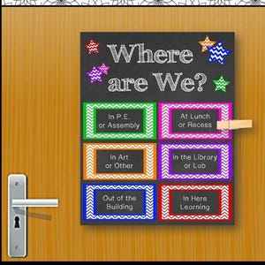High School Teacher Classroom Decor, Teacher Door Sign, Where are We, PRINTABLE