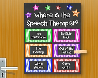 Where is the Speech Therapist Office Door Sign, Speech Therapist Gift, Speech Therapy, Printable NOT EDITABLE