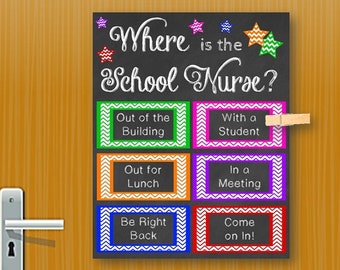 Where is the School Nurse Office Door Sign, Thank You Gift, Printable Decor, Not Editable