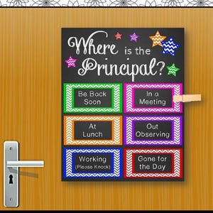 Where is the Principal Door Sign, School Principal Appreciation Gift for Man Woman Printable, NOT EDITABLE