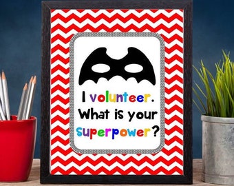 Volunteer Appreciation Gift, Printable, Volunteer Thank You Gift, Superpower Poster, Volunteer Sign, Christmas Gift, DIGITAL DOWNLOAD