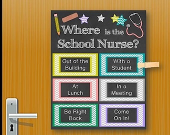 Printable School Nurse Office Decor, Where is the School Nurse Door Sign, Not Editable