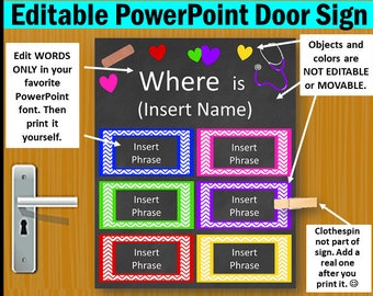Targa con nome personalizzata, Targa per porta dell'infermiera scolastica, Regalo di apprezzamento per infermiere modificabile, Solo file PowerPoint, MODIFICA e STAMPA TU STESSO